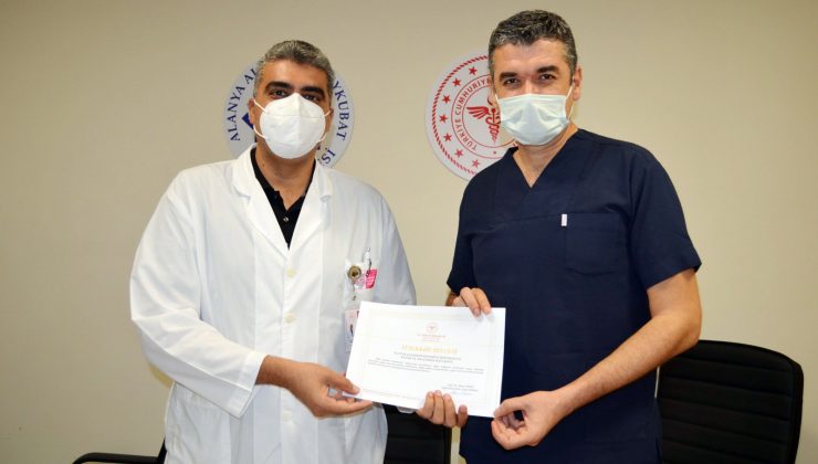 Alanya Eğitim Araştırma Hastanesi’ne Ankara’dan teşekkür belgesi