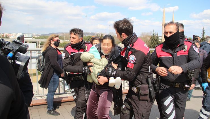 Yabancı uyruklu kadın üst geçitte, polis ve sağlıkçılara ecel terleri döktürdü