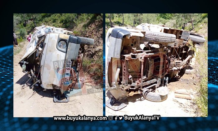 Alanya plakalı kamyonet Gazipaşa’da kaza yaptı