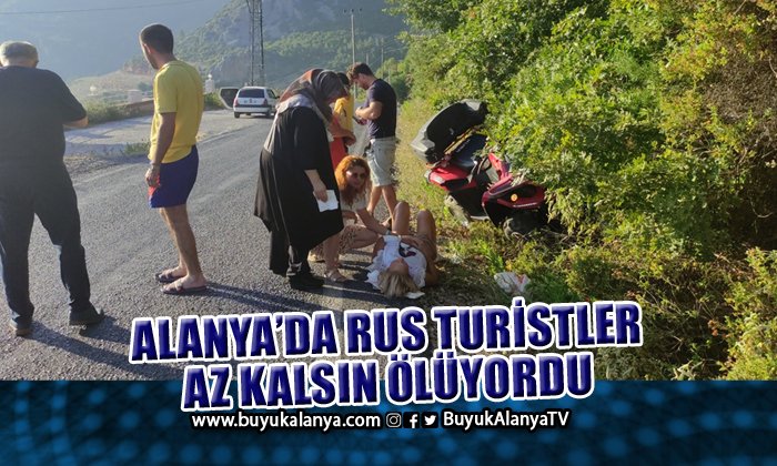 Alanya’da Rus turistler devrilen ATV aracının altında kaldı