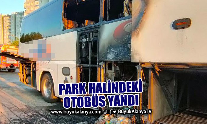Park halindeki boş yolcu otobüsü yandı