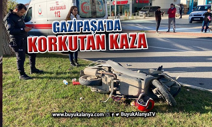 Yaya geçidindeki motosiklete çarpmamak için manevra yapan sürücü kaza yaptı