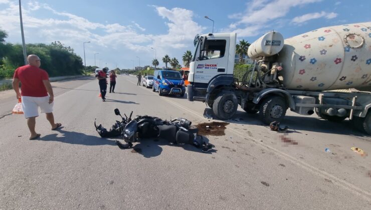 ‘U’ dönüşü yapan beton mikseri motosikletle çarpıştı: 2 yaralı