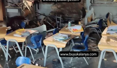 İşte Alanya’da özel okulda yanan sınıfın SON HALİ